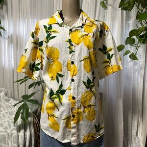 Lemon Print Casual Button Down Shirt
